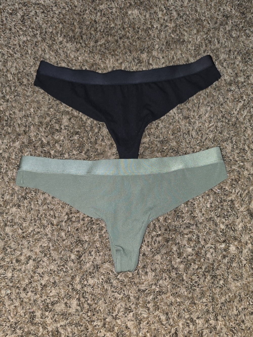 No Boundaries Womens Sz XS Thong LOT! 2 Pairs, Black And Green